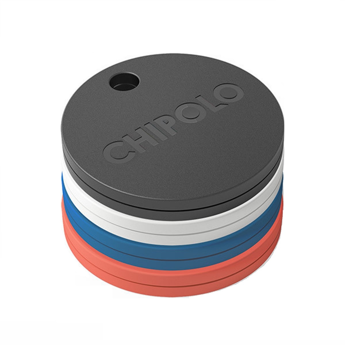 Dispozitive inteligente de localizare Chipolo One - set 4 bucati, negru+alb+albastru+rosu, Bluetooth