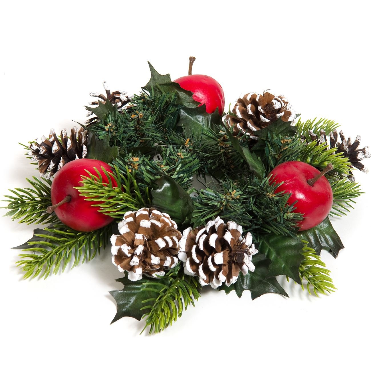 Coronita brad cu mere rosii decorative pentru lumanare Craciun, Lioness, 25 cm