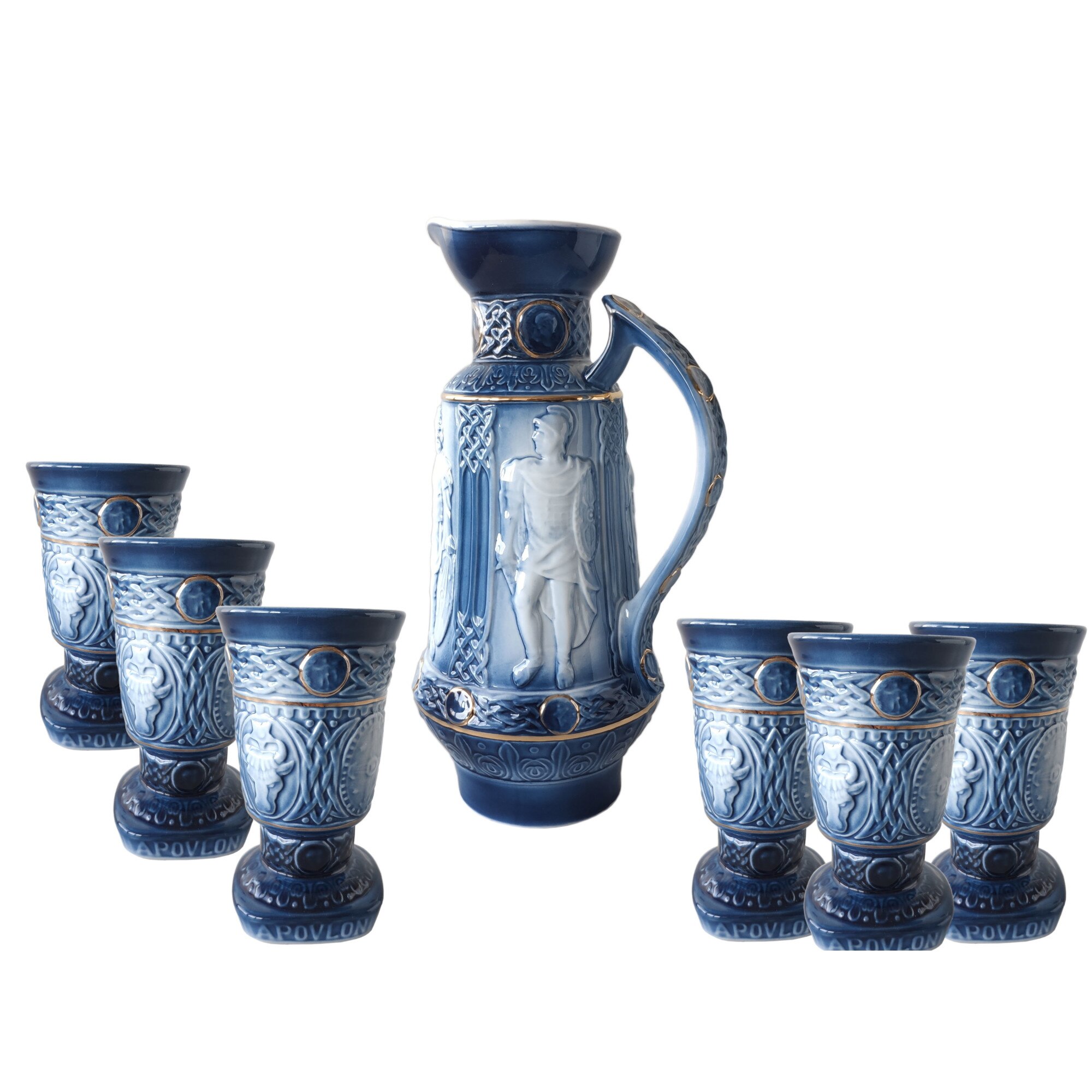 Set 6 pahare+carafa din portelan Dacia