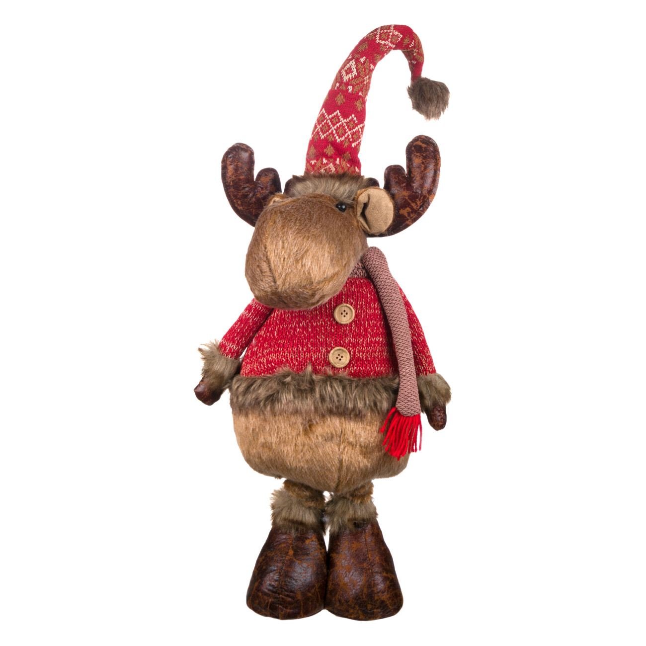 Figurina de Craciun, New Line, Model Ajustabil, 68/86 cm, Rosu/Maro