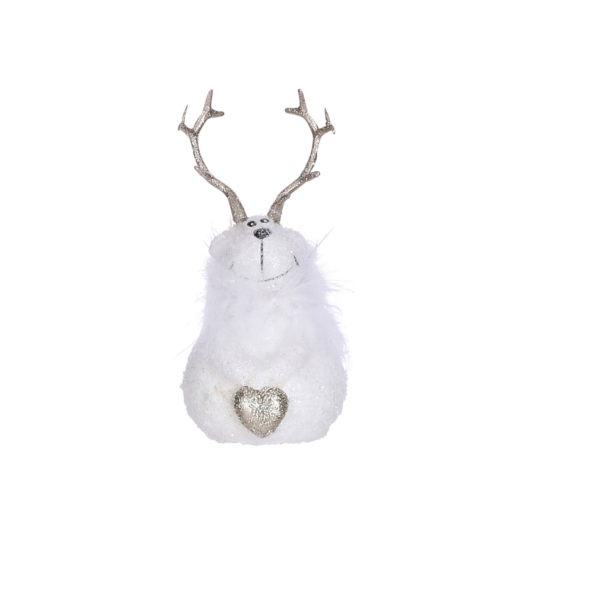 Figurina ren alb/auriu, 8x8x12cm