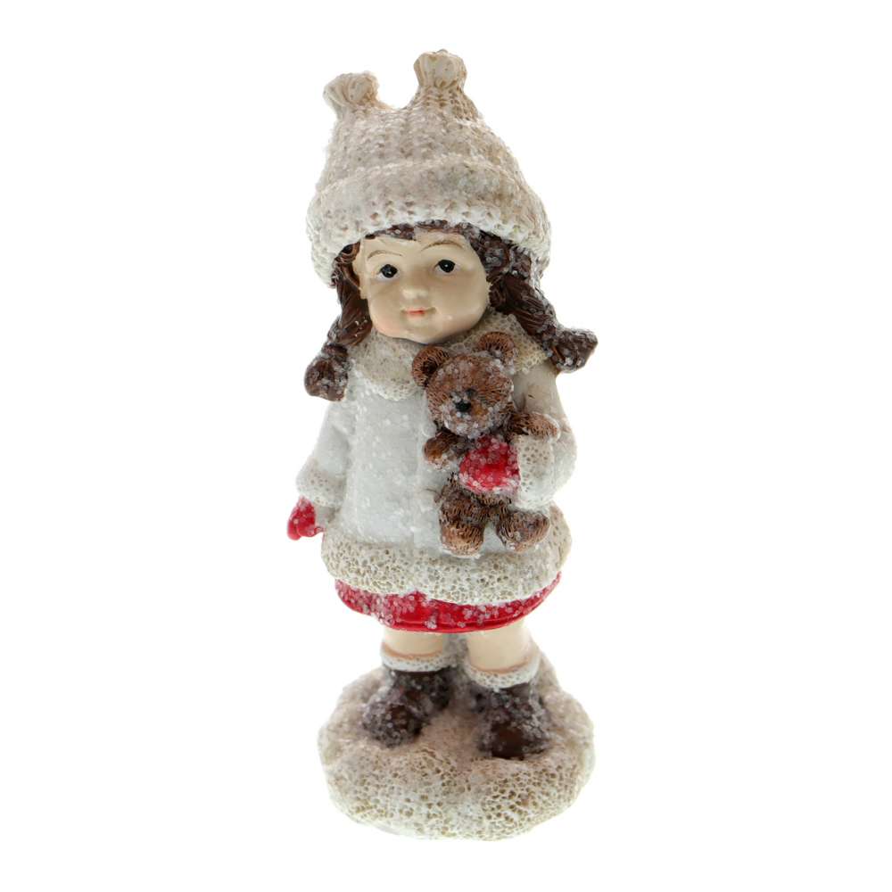 Figurina Craciun Fata cu Ursulet 9 cm