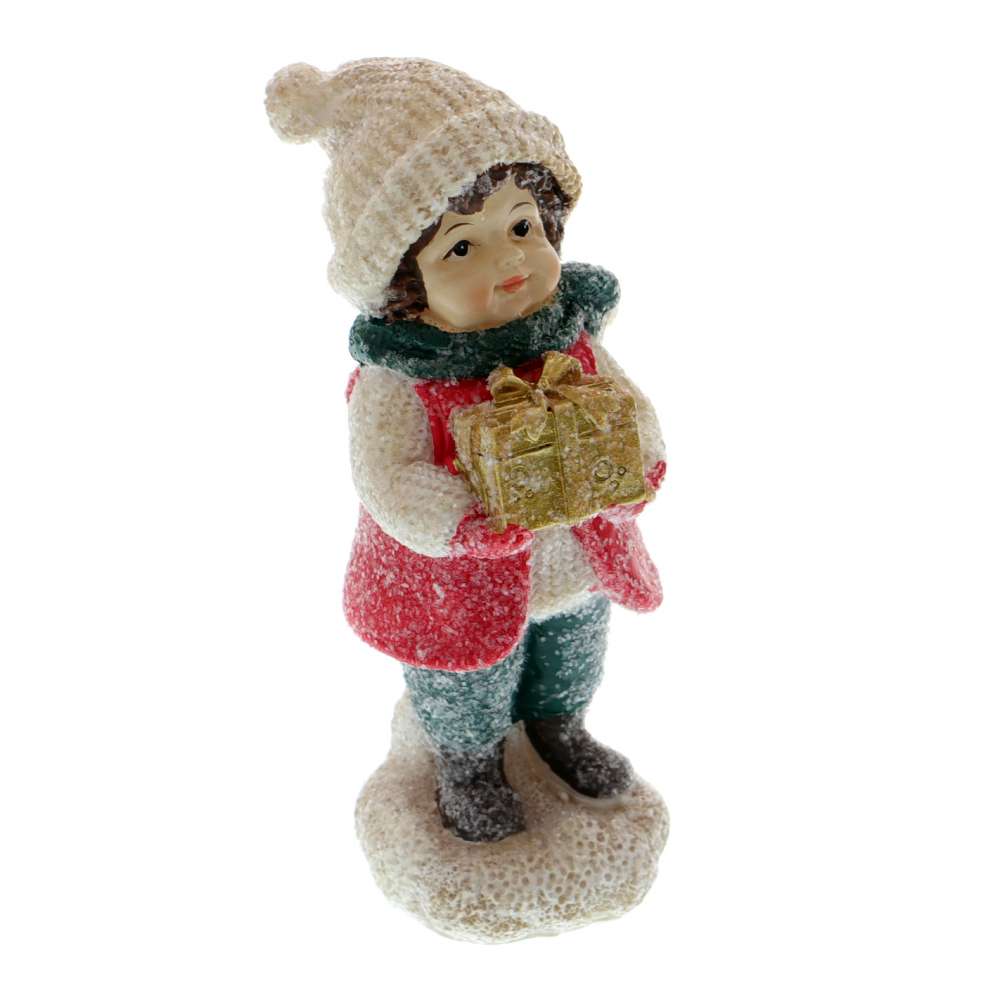 Figurina Craciun Baiat cu Cadou 12 cm