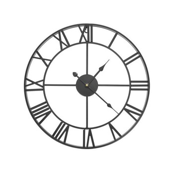 Ceas vintage de perete cu cifre romane din metal, diametru 48 cm, Negru Ceas vintage de perete cu cifre romane din metal, diametru 48 cm, Negru