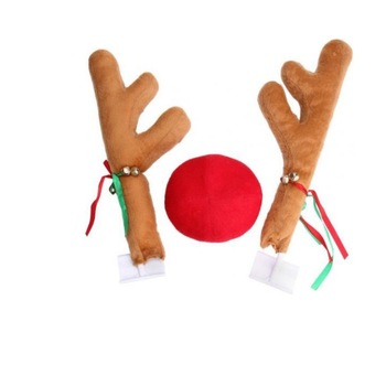 Set Coarne de ren Maron Deschis si nas pentru Masina , Model premium , Calitate superioara Set Coarne de ren Maron Deschis si nas pentru Masina , Model premium , Calitate superioara