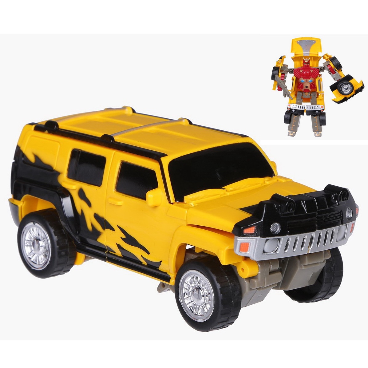 Masina transformer cu sunete si lumini Conversion robot , grad redus de dificultate , galben , baterii incluse