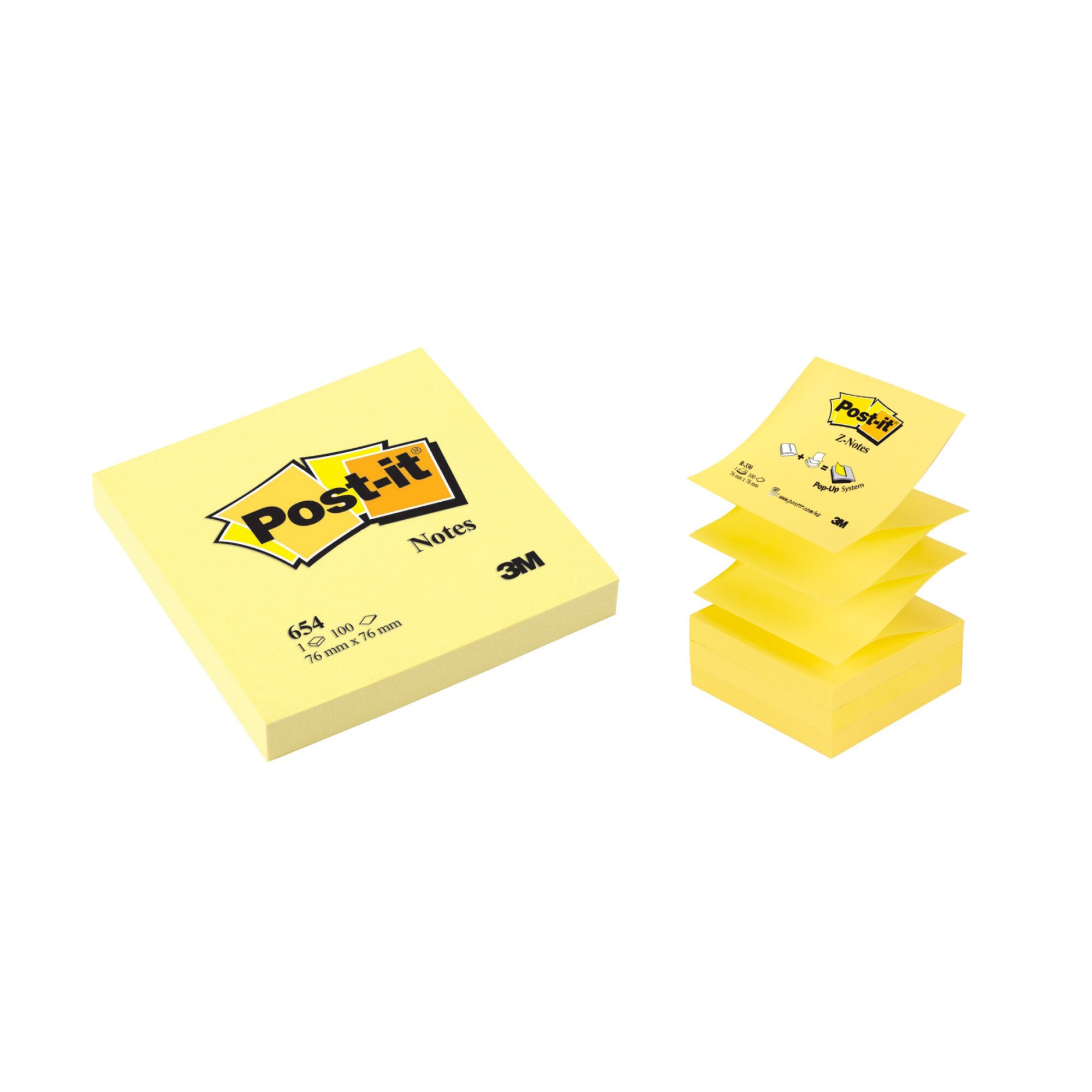 Set Post-it3M-Notes ad.100fileCanaryYellow100 file+Notes ad.76x76mm