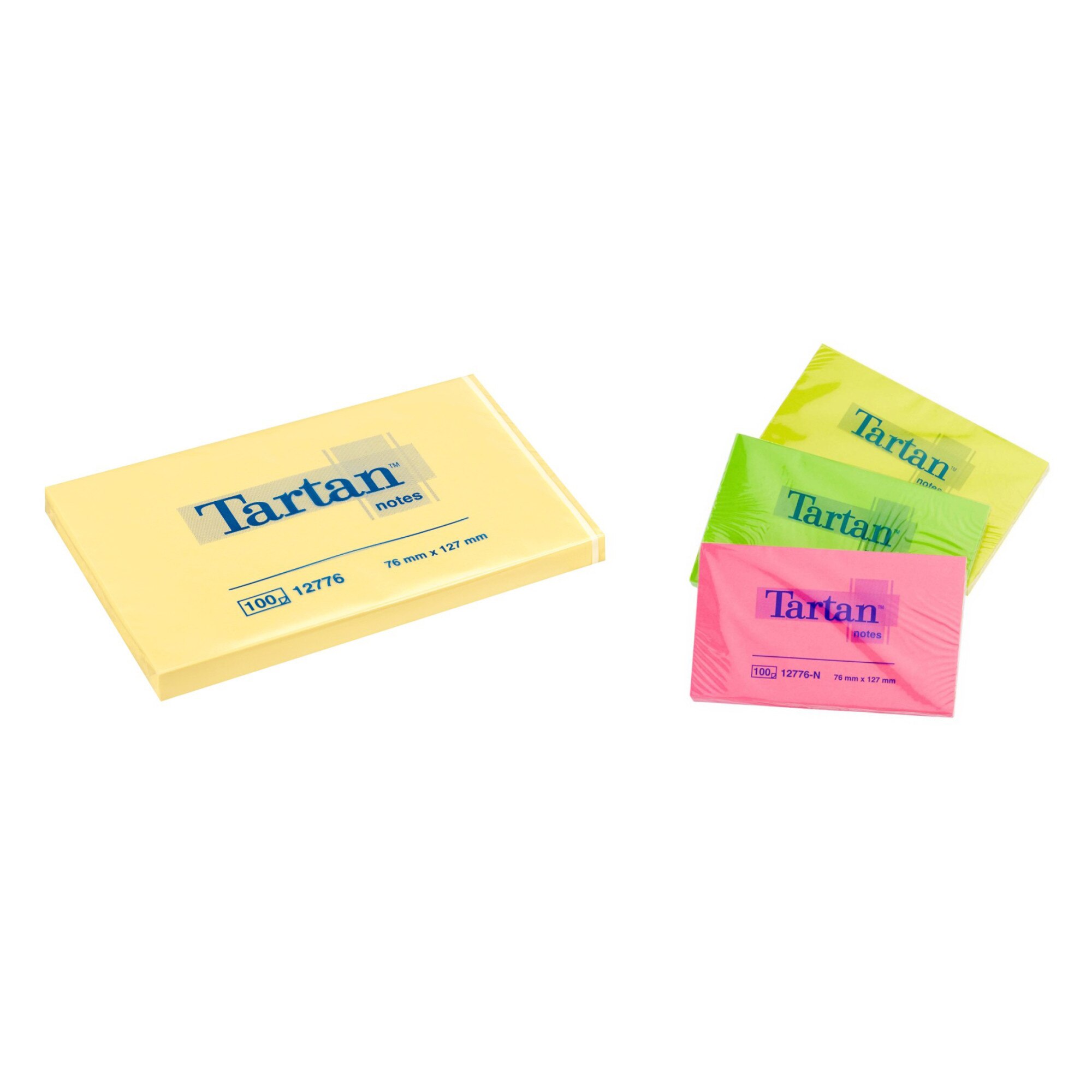 Set 2 x Notes adeziv 76x127mm 100 file Tartan si neon Tartan