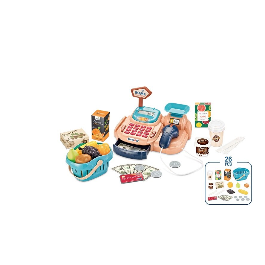 Casa de marcat cu sunete, lumini si 26 accesorii