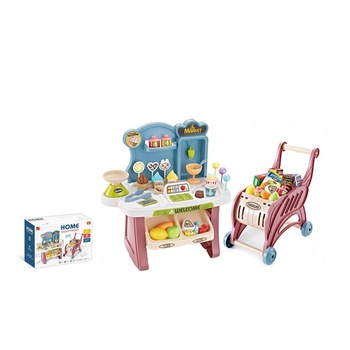 Mini magazin cu casa de marcat si produse, Home Supermarket, produse alimentare, cu lumini si sunete si cos cumparaturi Mini magazin cu casa de marcat si produse, Home Supermarket, produse alimentare, cu lumini si sunete si cos cumparaturi