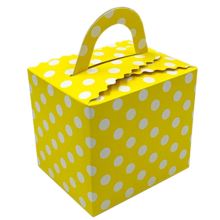 Комплект от 10 квадратни кутии на точки, Createur, жълти, 10.8x9 см