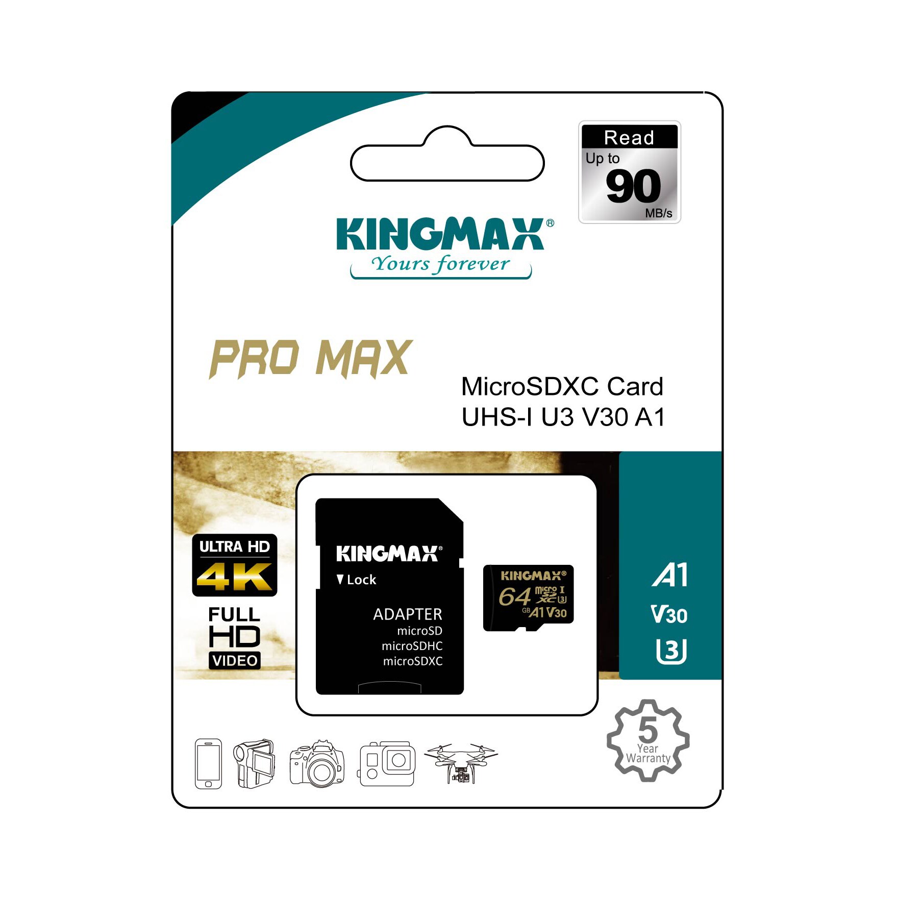 KINGMAX 64GB Micro SD Pro Extreme class 10, w/UHS3 V30 A1