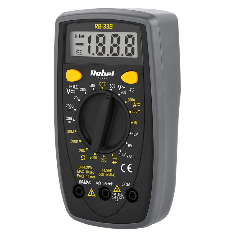 Multimetru universal Rebel, model RB-33B, Alimentare baterie de 9V