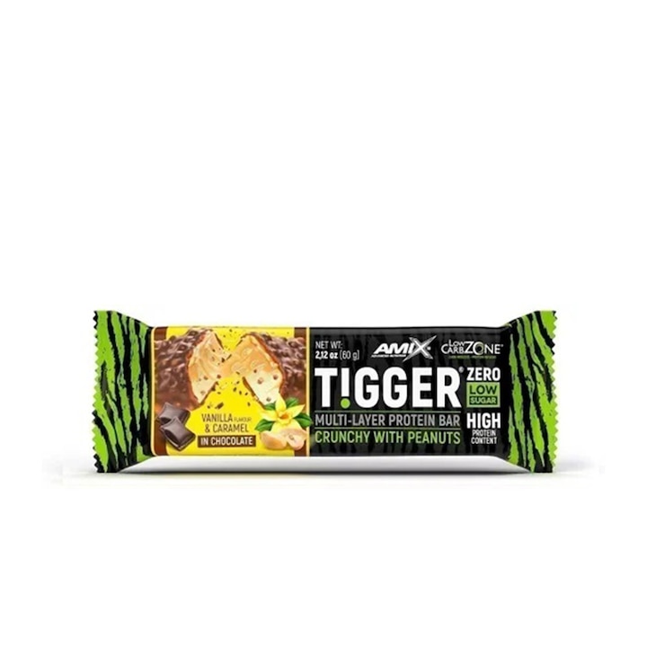Baton Proteic Amix Tigger® Zero Bar Vanilie Cu Caramel 60 grame