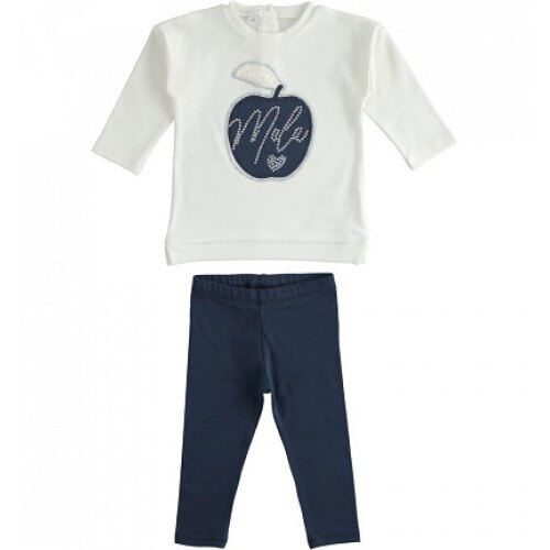 Compleu fete, Ido, alb cu bleumarin