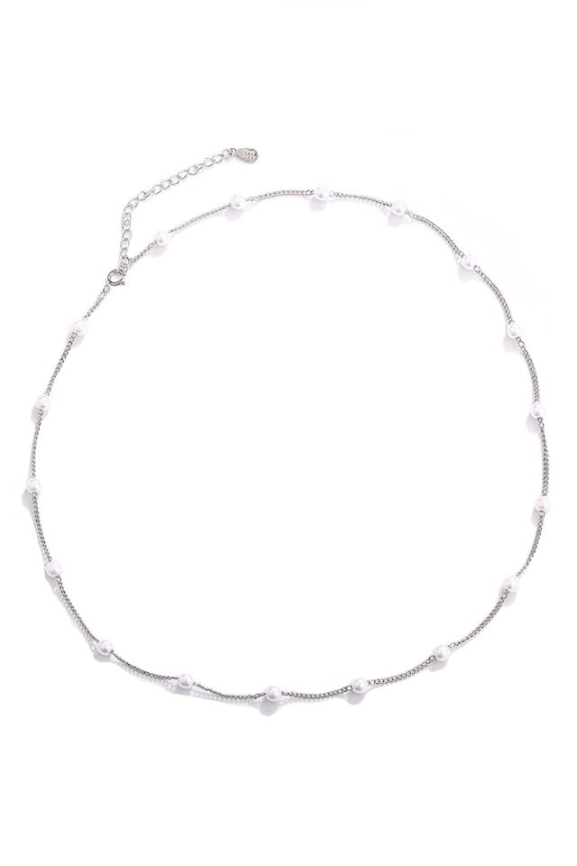 Lant din argint 925 Multi Pearl cu pandantive in forma de perla, 40 cm, ideal cadou, aniversare, sarbatori