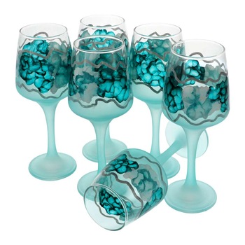 Set 6 Pahare Vin Pictate Manual Verde 310 ml Set 6 Pahare Vin Pictate Manual Verde 310 ml