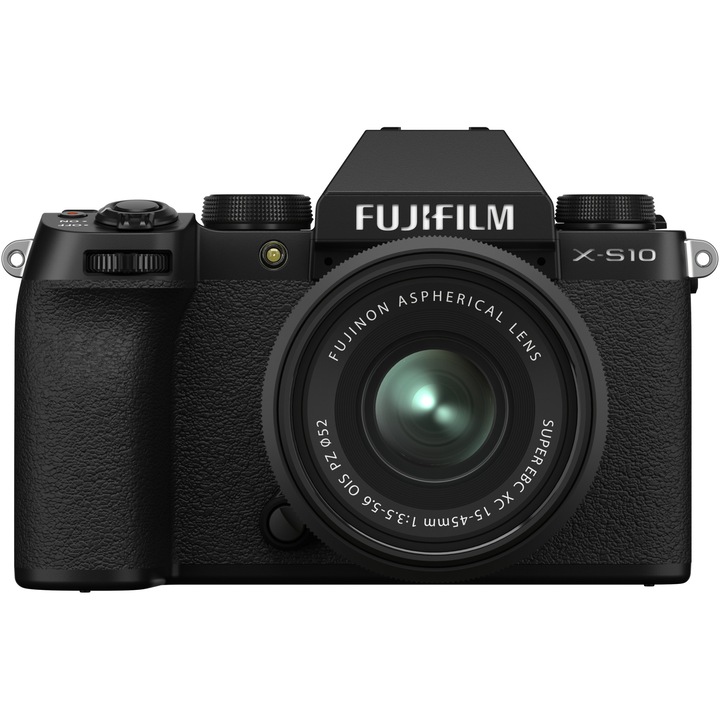 Aparat foto Mirrorless Fujifilm X-S10, 26.1 MP, 4K, Negru + Obiectiv XC 15-45