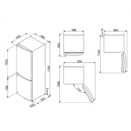 Combina frigorifica SMEG FA860P, crem, 60 cm, 304 l