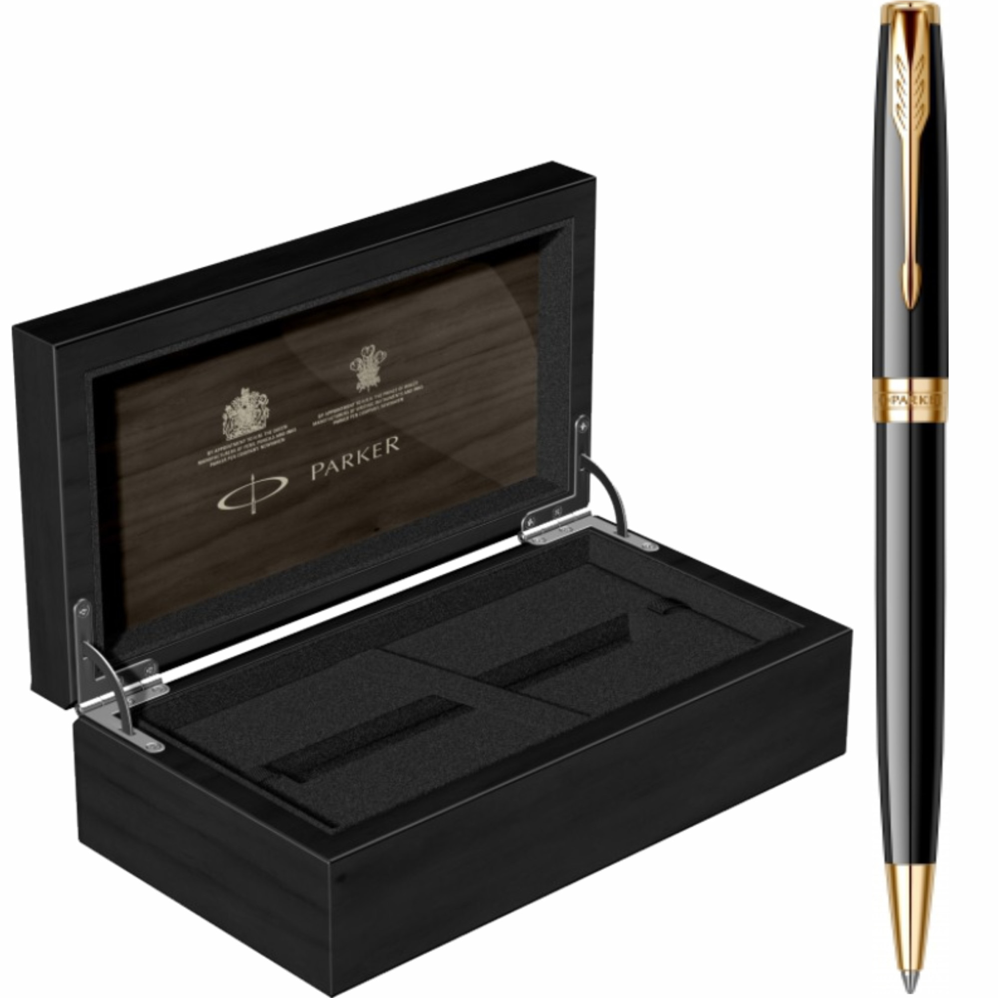 Pix Parker Sonnet Royal Black GT Personalizat prin Gravura Laser in Cutie de Lemn Parker