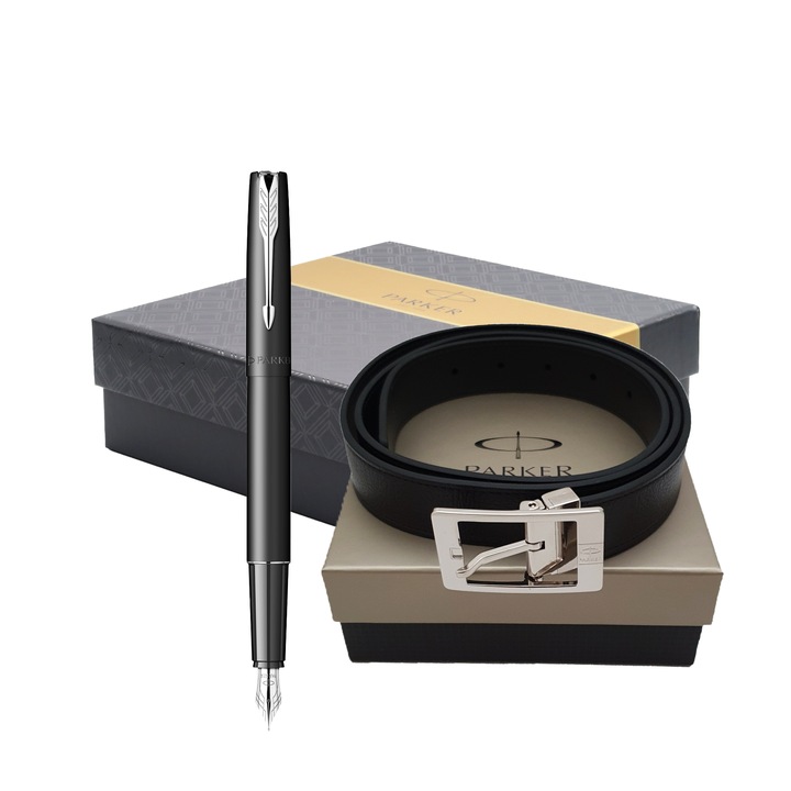 Set Parker, curea din piele si stilou Frontier