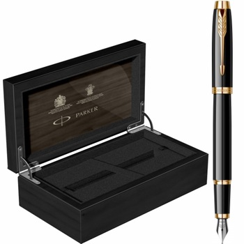 Stilou Parker IM Royal Black Lacquer GT Personalizat prin Gravura Laser in Cutie de Lemn Parker Stilou Parker IM Royal Black Lacquer GT Personalizat prin Gravura Laser in Cutie de Lemn Parker