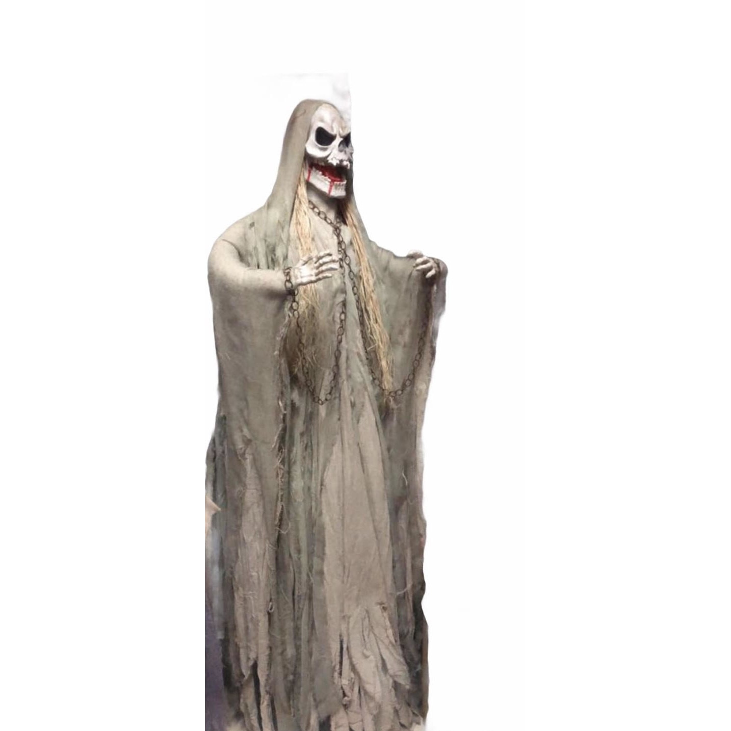 Schelete decorativ scarry pentru Halloween cu sunet, Plastic/Panza, Atelier, Alb, 165cm