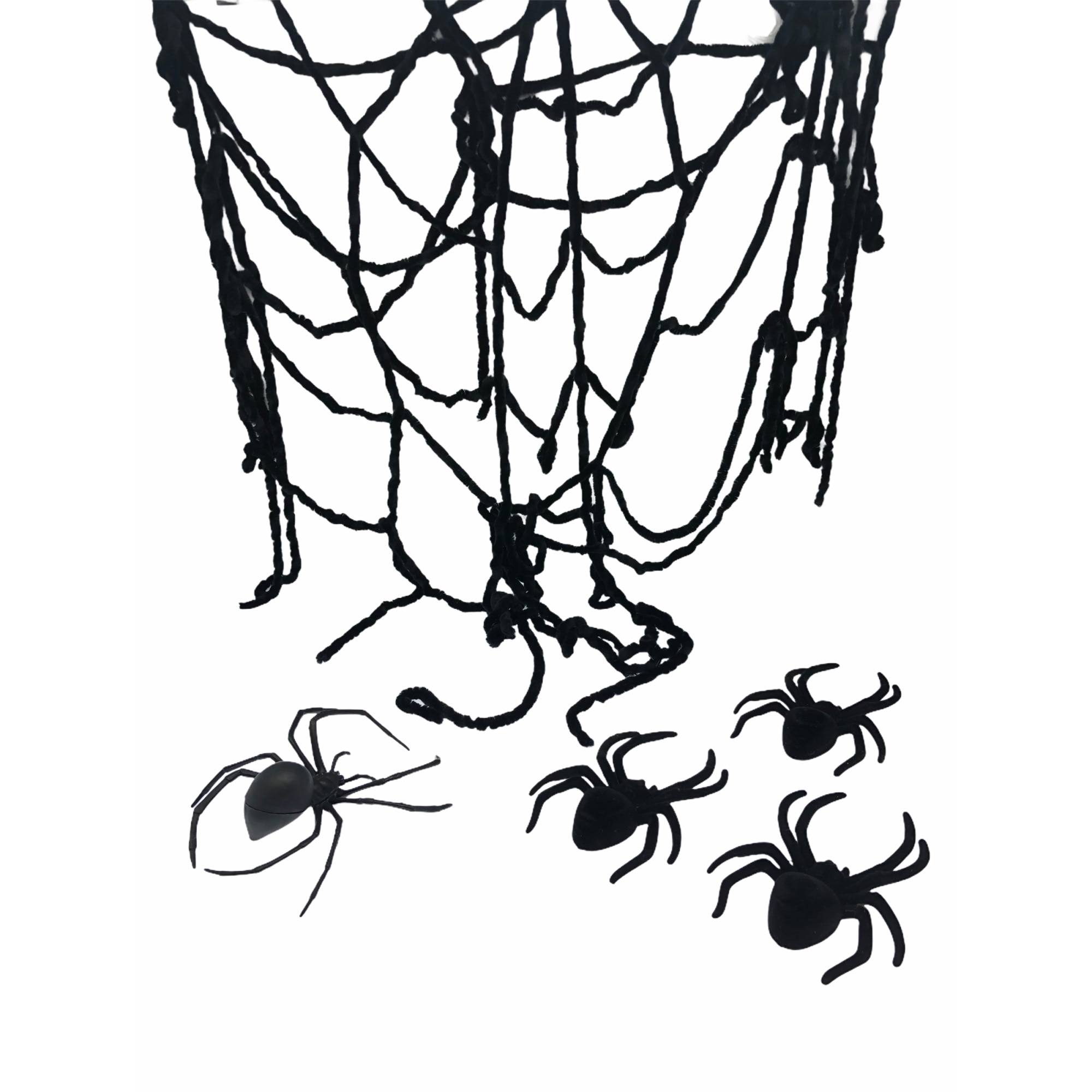 Panza decorativa cu paianjeni pentru Halloween, Atelier, Negru, Textil/Plastic
