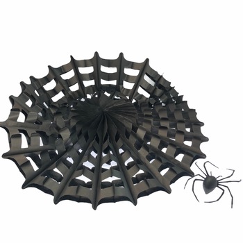 Paianjen decorativ cu panza din hartie, Atelier, Halloween, Negru Paianjen decorativ cu panza din hartie, Atelier, Halloween, Negru