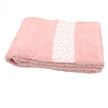 Prosop Karma Bumbac 100%,70x140cm, Roz cu imprimeu alb, Egipt Prosop Karma Bumbac 100%,70x140cm, Roz cu imprimeu alb, Egipt