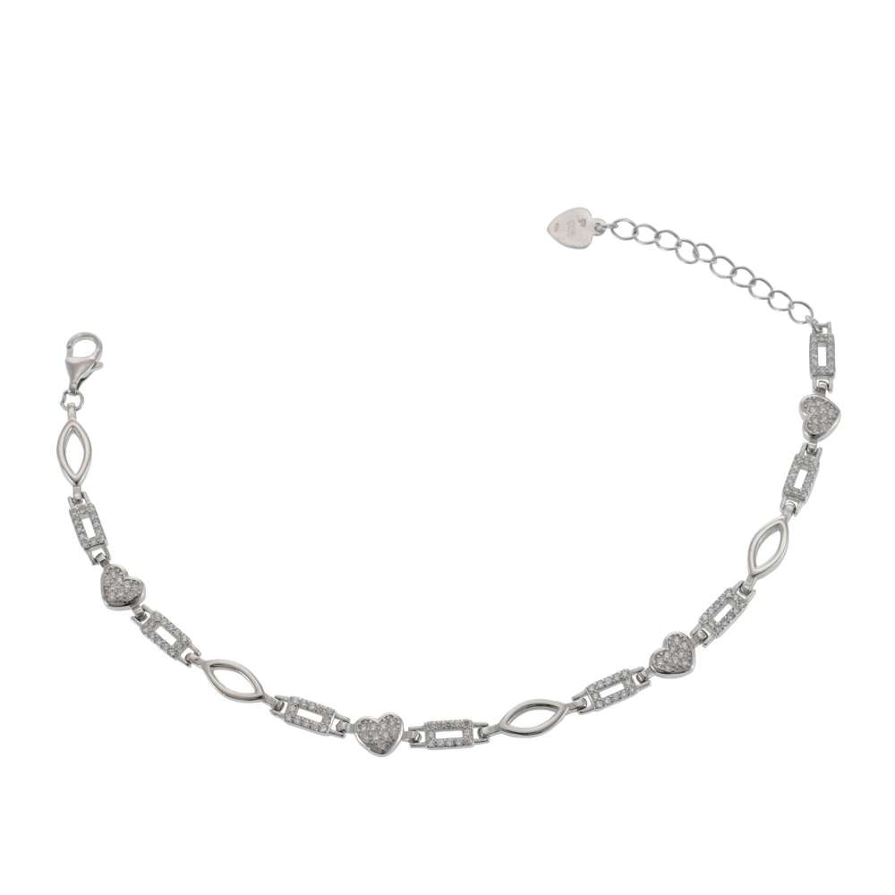 Bratara Argint Crystal Hearts 20 cm