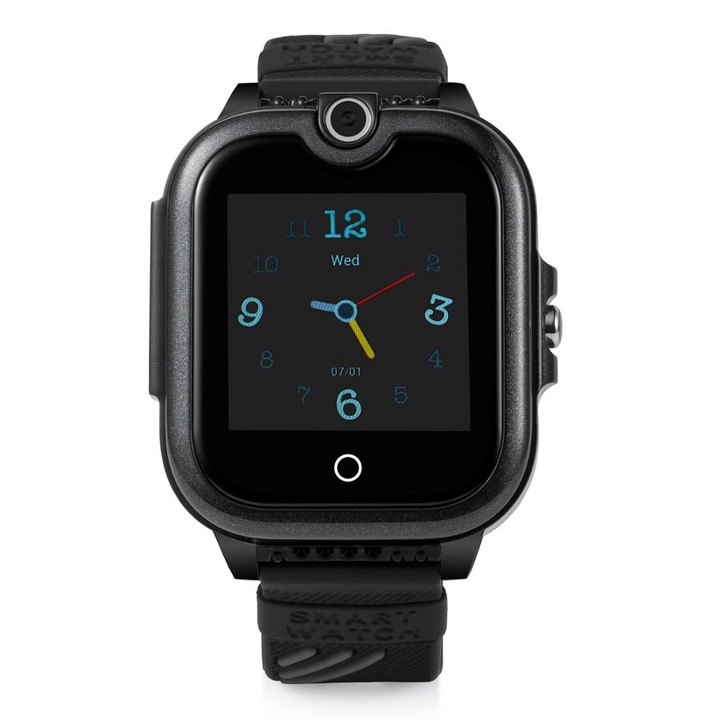 Смарт часовник Wonlex KT13 4G, Детски, GPS, Видео разговори, Водоустойчив, Шпионски мониторинг, Черен