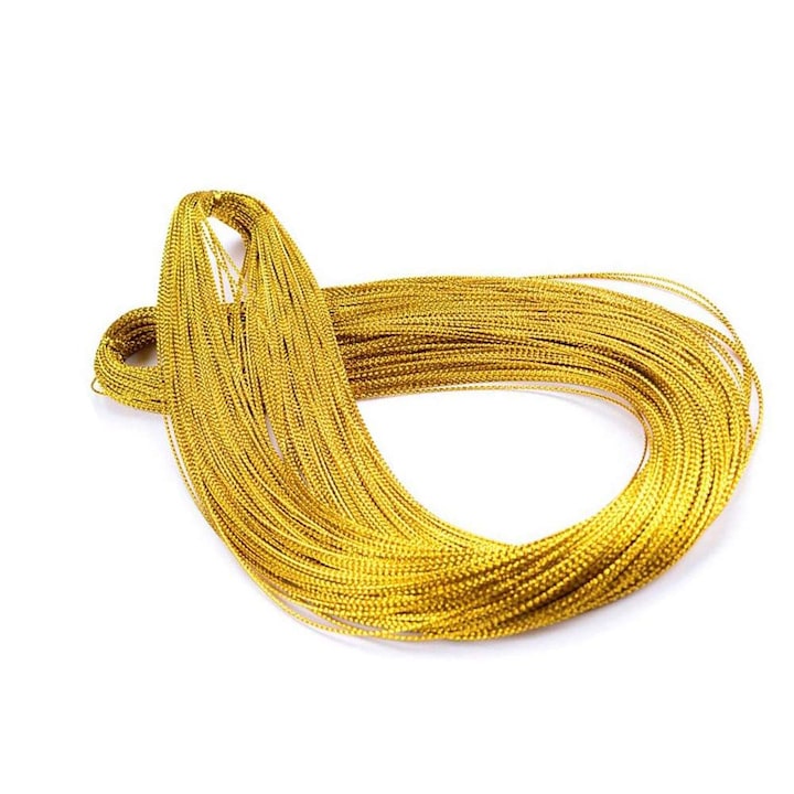 Комплект от 100 броя златни метални връвчици за глобуси, Createur, Gold, 25см