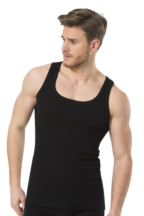 Мъжки комплект потник 2 части, Памук, Турен, Черен