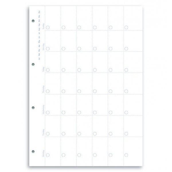 Set 12 rezerve hartie Filofax lunare nedatate A4 compatibile Clipbook si Organiser Filofax