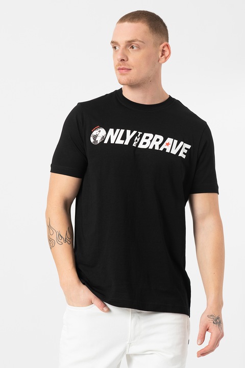 Diesel, Tricou de bumbac cu imprimeu text Just, Negru