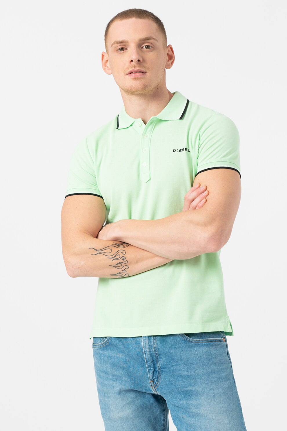 Diesel, Tricou polo din bumbac Randy, Verde pal