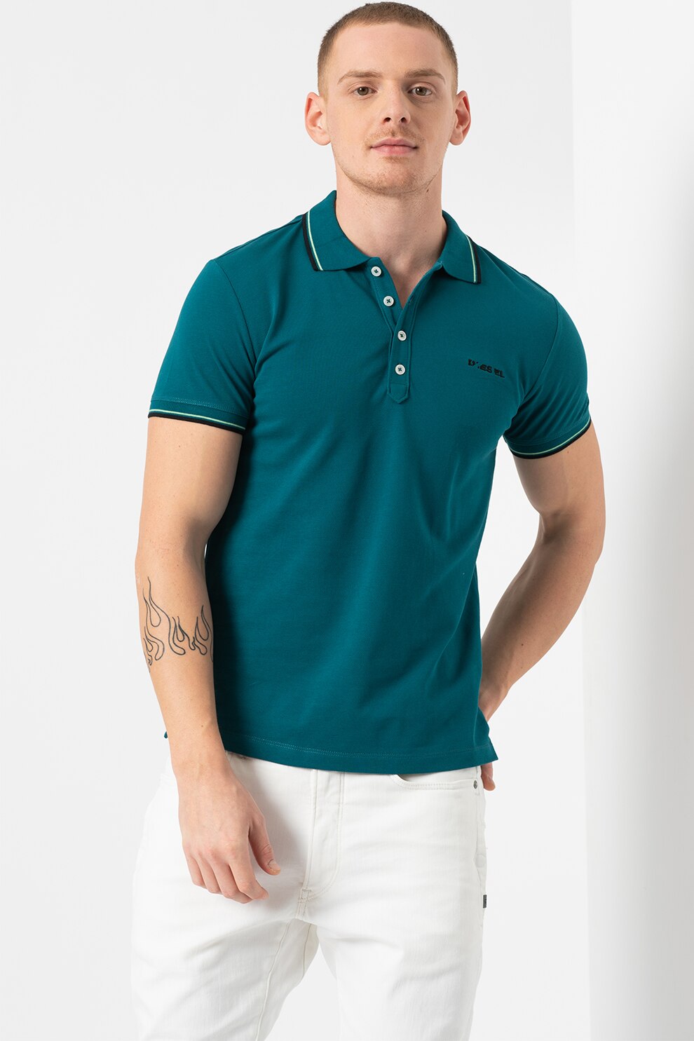 Diesel, Tricou polo din bumbac Randy, Verde englez