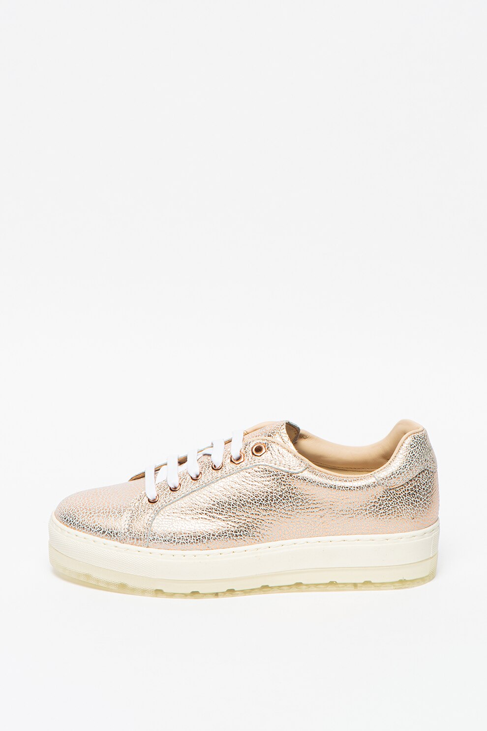 Diesel, Pantofi de piele cu design metalizat S-Andyes, Roz somon, 41