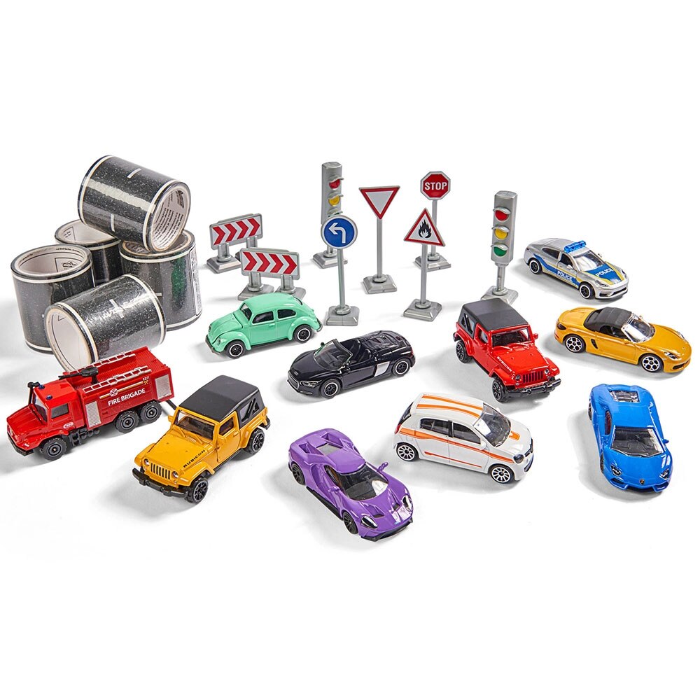 Set masinute Majorette Mega box 10 buc cu accesorii