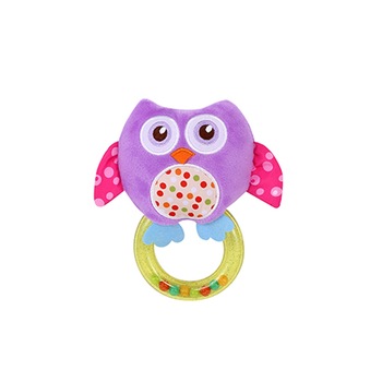 Jucarie zornaitoare din plus Lorelli, Bufnita, mov, 18,5 cm, cu inel Jucarie zornaitoare din plus Lorelli, Bufnita, mov, 18,5 cm, cu inel
