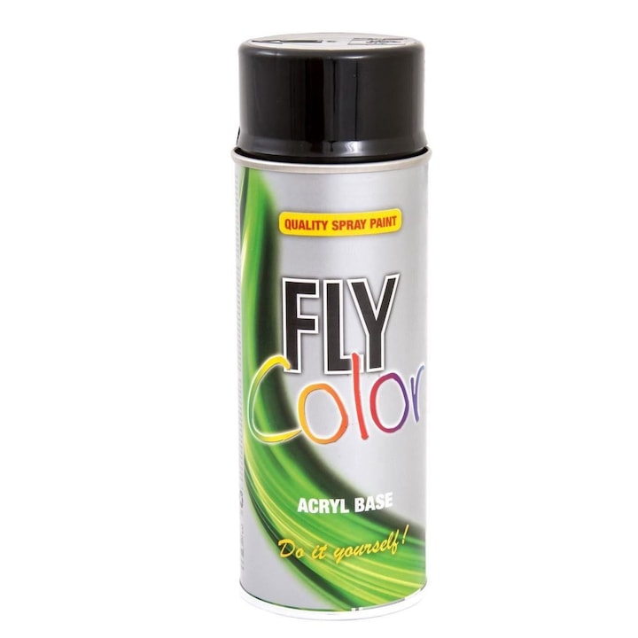 Vopsea spray decorativa Fly Color, negru lucios, RAL 9005, 400ml