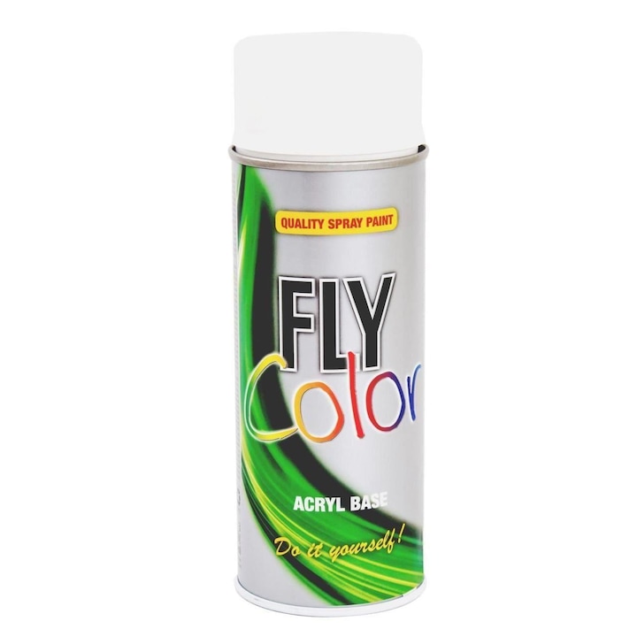 Vopsea spray decorativa Fly Color, alb lucios, RAL 9010, 400ml