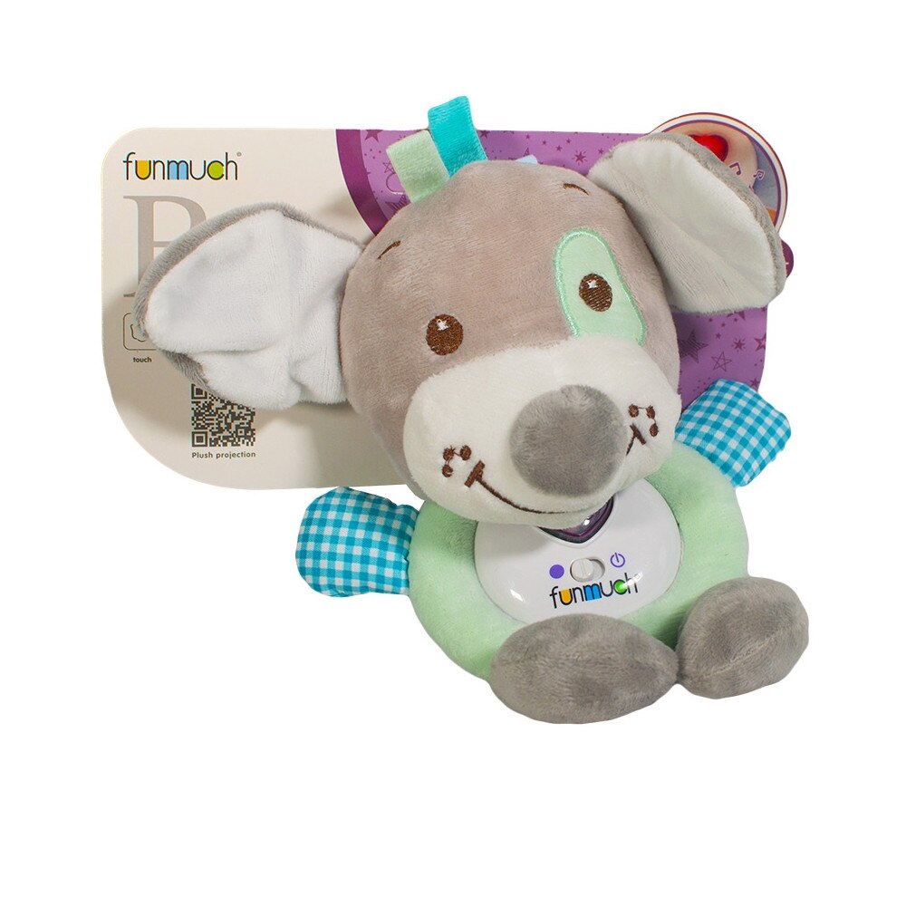 Jucarie de plus pentru bebelusi, Catelus, cu baterii , dimensiuni 21 x 16 cm , Robentoys