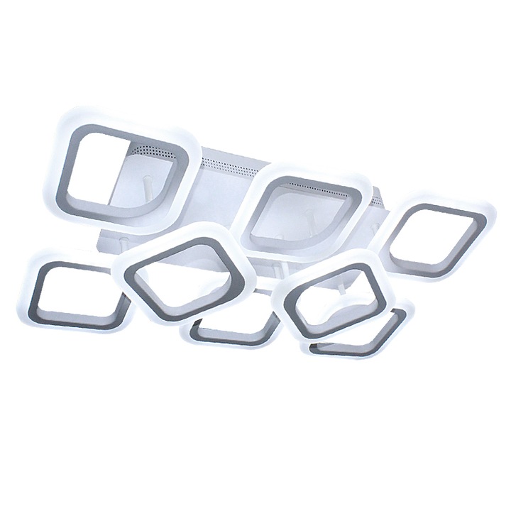 Lustra cu design patrat cu LED ,cu telecomanda,lustra led l8858-6+2 lumina calda, rece si lumina naturala, intensitate reglabila