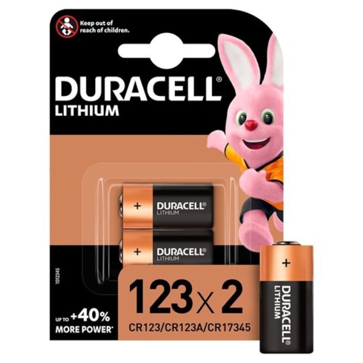 Duracell Ultra Lithium Photo CR123A alkáli elemek, 3V, 2db