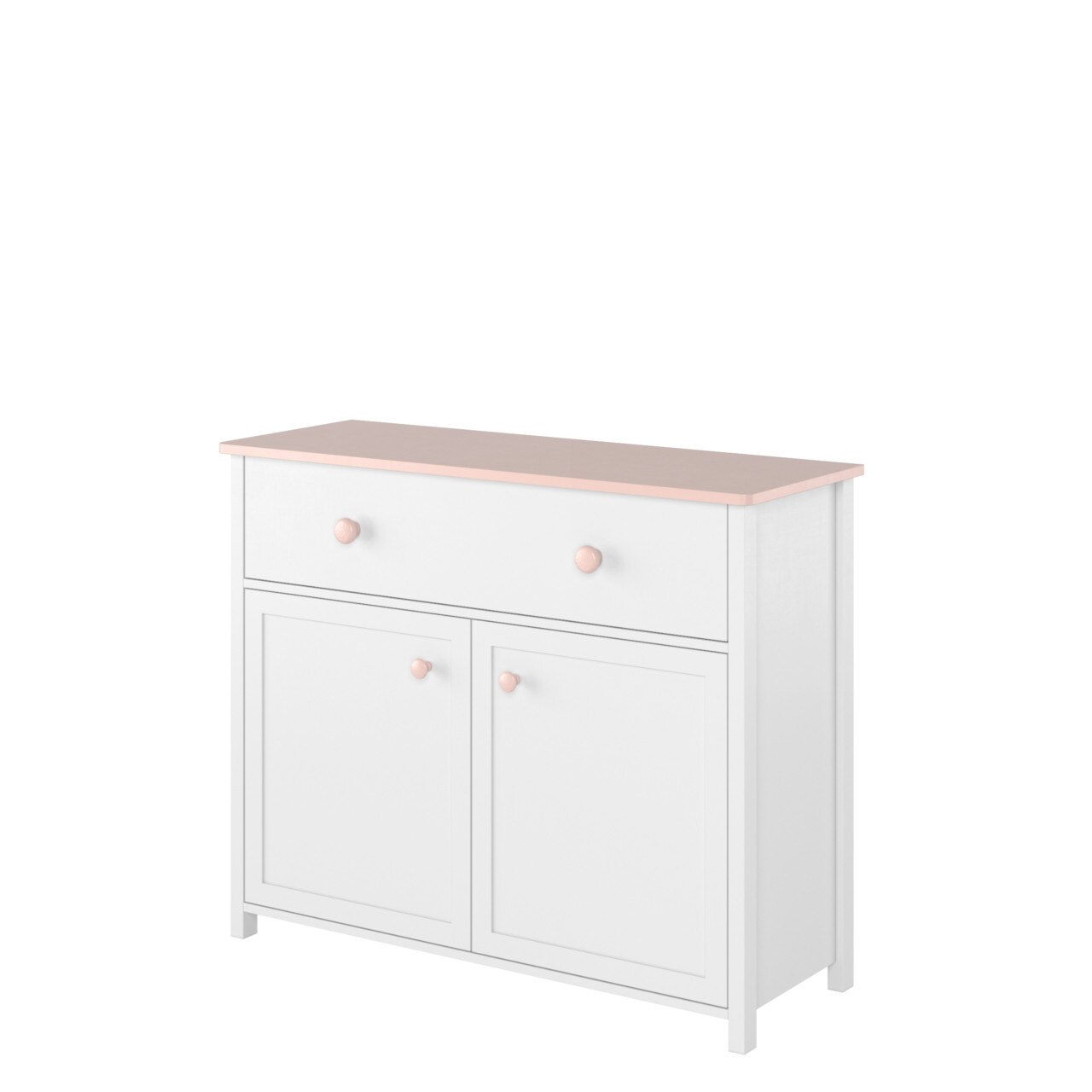 Comoda Manu MN05, 110x90x42 cm, MIRJAN 24, alb / roz - eMAG.ro