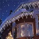 Instalatie luminoasa de craciun 300 leduri, 13 m, exterior/interior, tip perdea de turturi alb rece