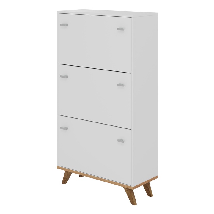 Pantofar Tunbergia TN02, MIRJAN24, alb / stejar craft auriu, 69x130x28 cm