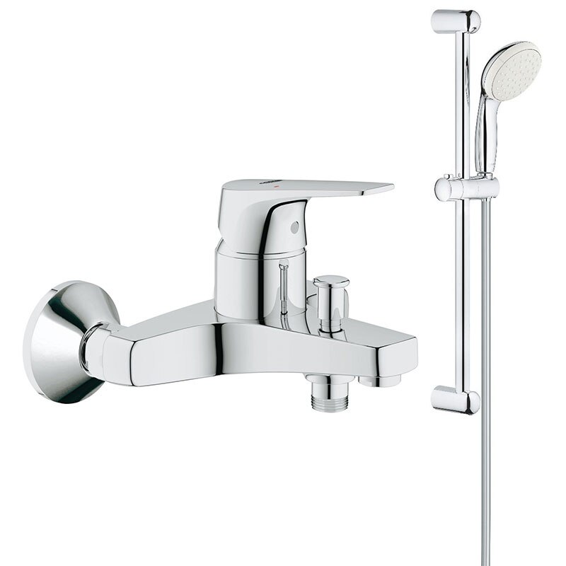 Baterie cada/dus Grohe Baufllow, set dus cu bara 1 functie,bara de600mm